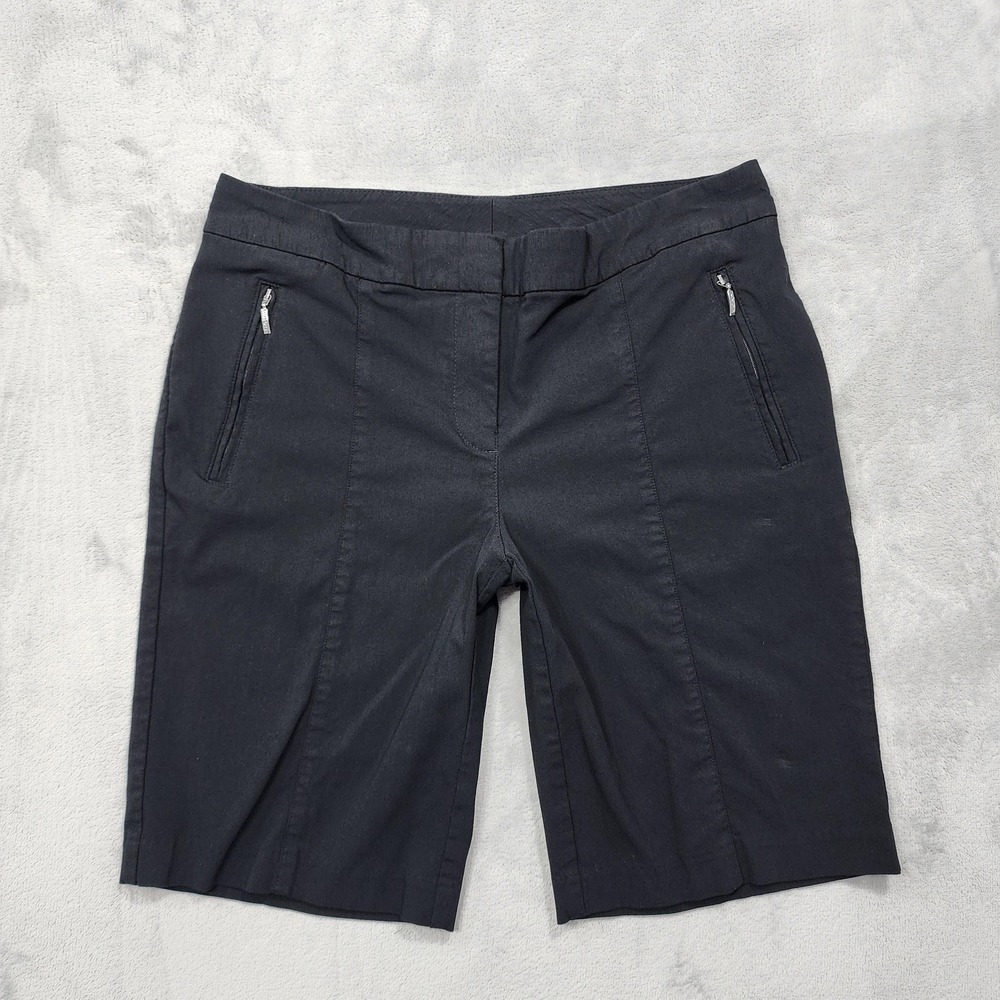 IZOD Golf Shorts Womens 8 Black Mid Rise Front Seam Bermuda Stretch Casual Sport